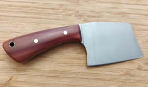 Right View of GreBec 6 7/8-Inch Mini Cleaver with High Carbon Steel Blade and Red Cedar Handle for Camping