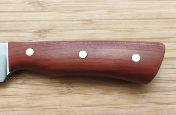 Left handle view with brass pins and Florida Red Cedar handle