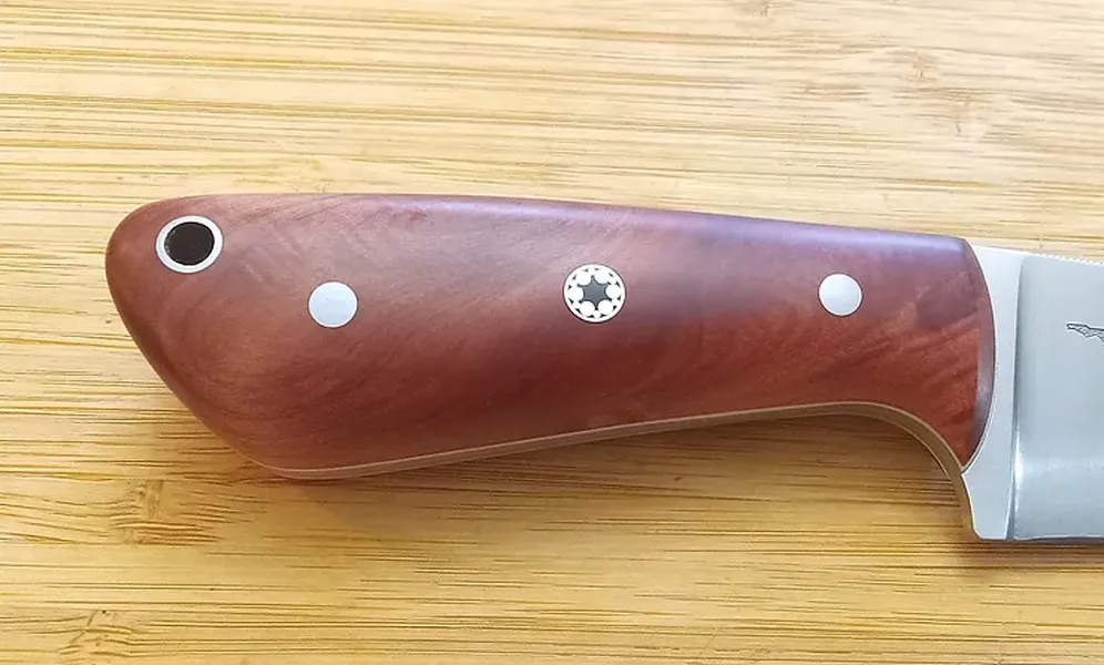 Right Side of a Red Cedar knife handle showing the figuring in the wood